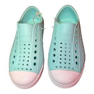 Native Kids Shoes Size 11 Jefferson Aqua Blue White Slip-On Comfy Casual Play